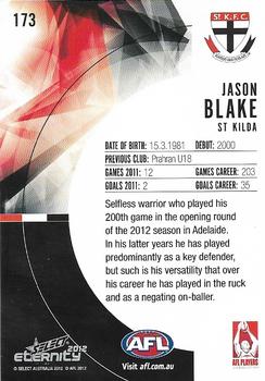 2012 Select AFL Eternity #173 Jason Blake Back